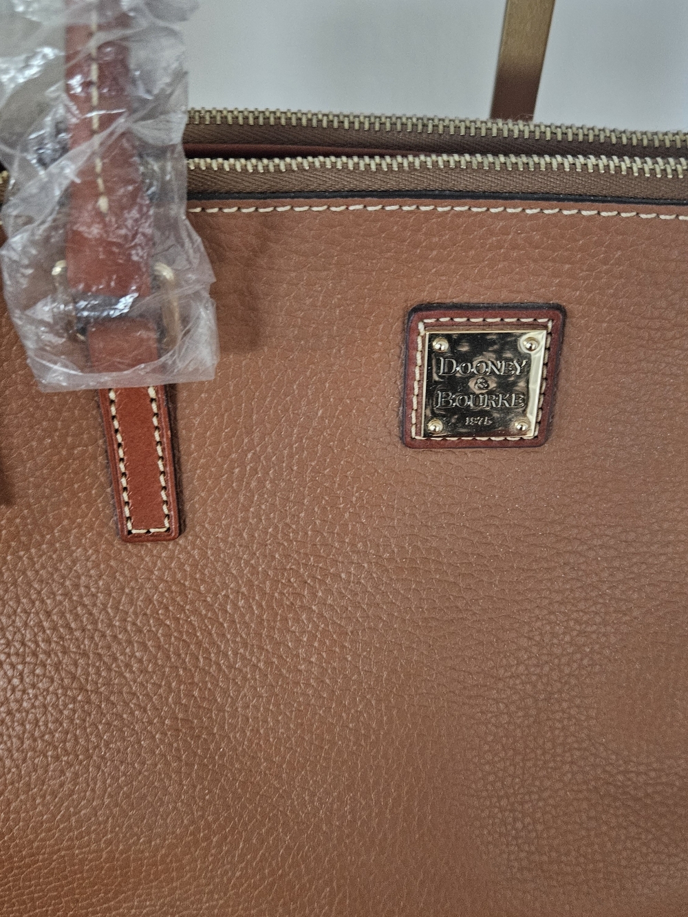 Dooney & Bourke Pebble Leather Satchel - Cognac Brown - Picture 2 of 5